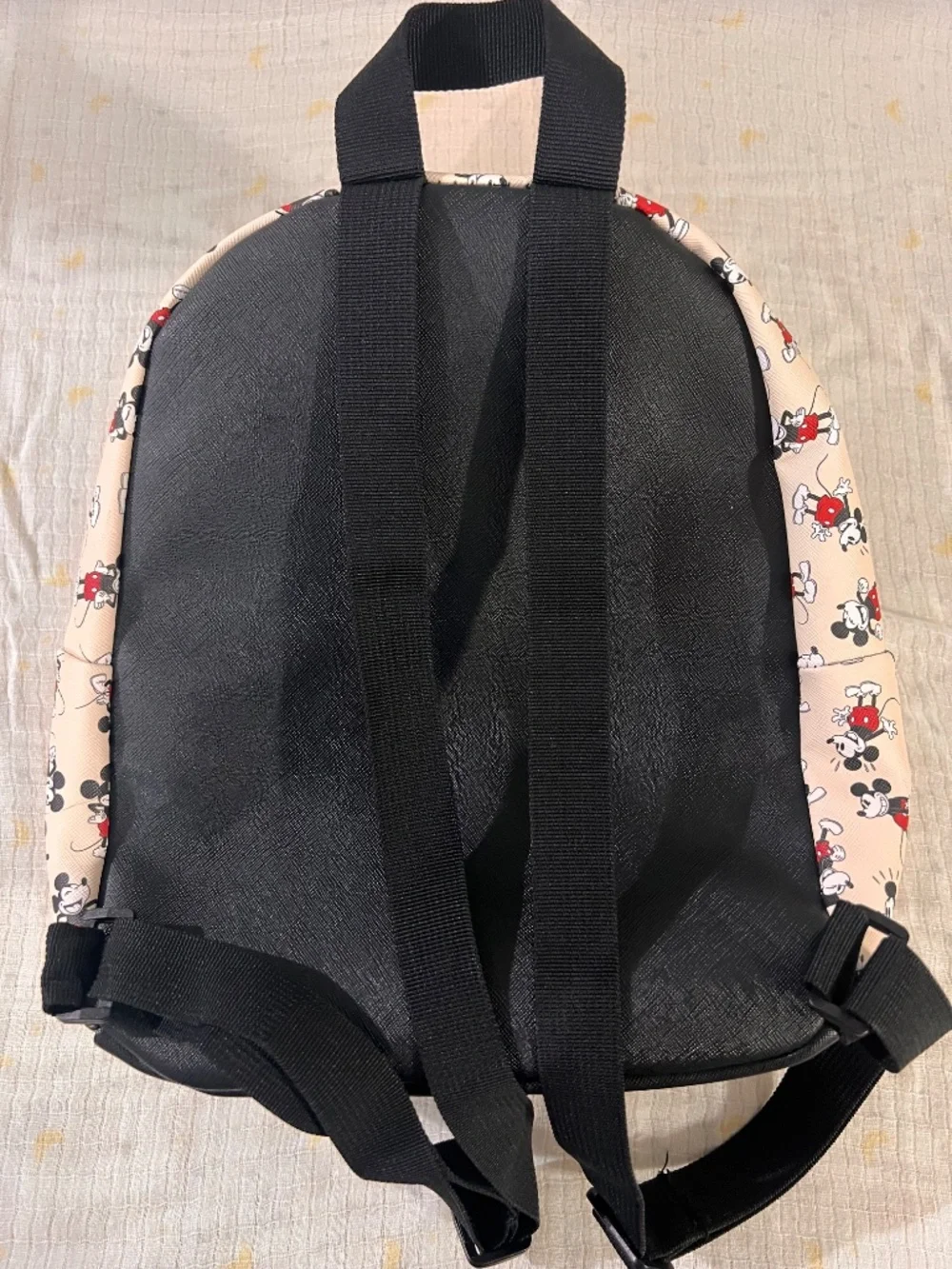 Disney Mickey Mouse Mini Backpack Cream Red Black All Over Print NWOT